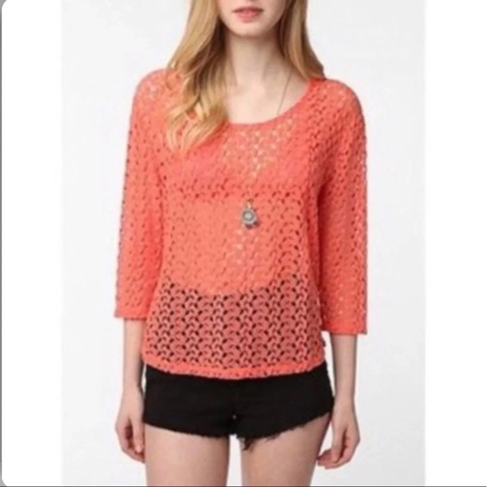 Urban Outfitters | Staring at Stars Crochet Boho Top | Coral | Small